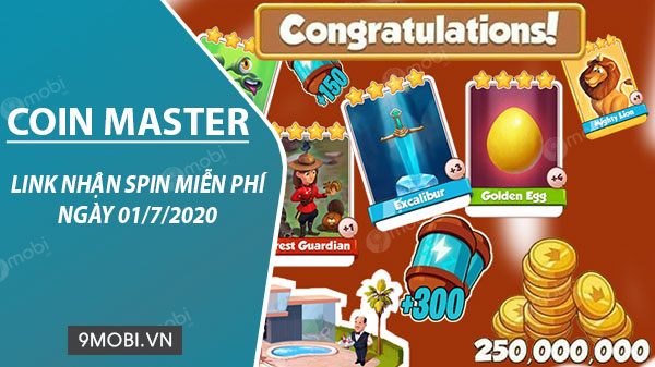 Link Spin Coin Master Free ngày 01/7/2020