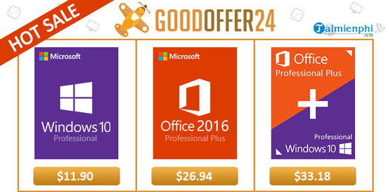 Mua bản quyền Windows 10 Pro và Office 2016 giá chỉ từ 11.90 USD