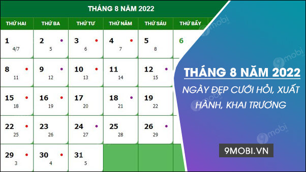 Ngày đẹp tháng 8 năm 2022, xem ngày tốt, xấu, Hoàng Đạo