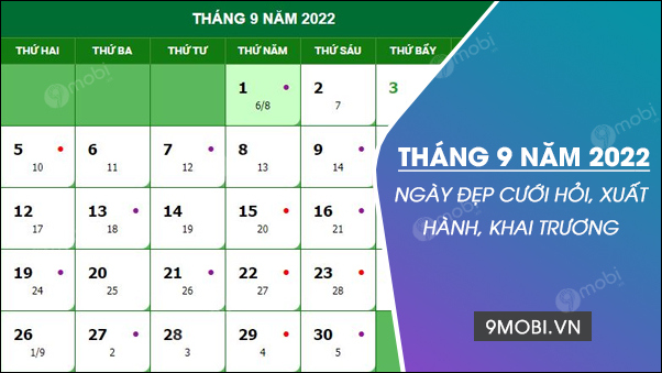 Ngày đẹp tháng 9 năm 2022, xem ngày tốt, xấu, Hoàng Đạo