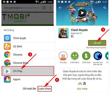 cai Clash Royale tren Android