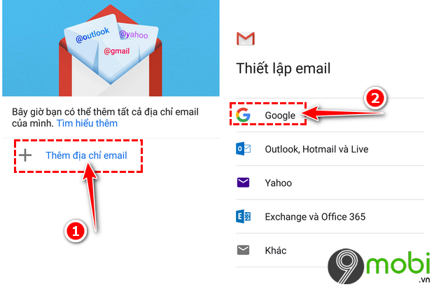 dang nhap gmail tren dien thoai android