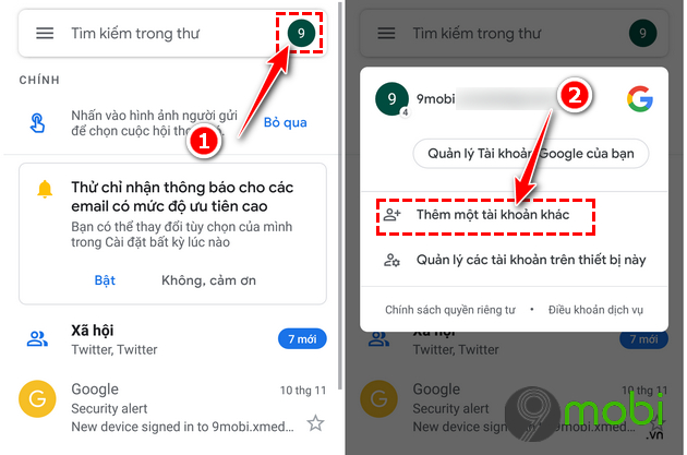 cach dang nhap gmail tren dien thoai android 8