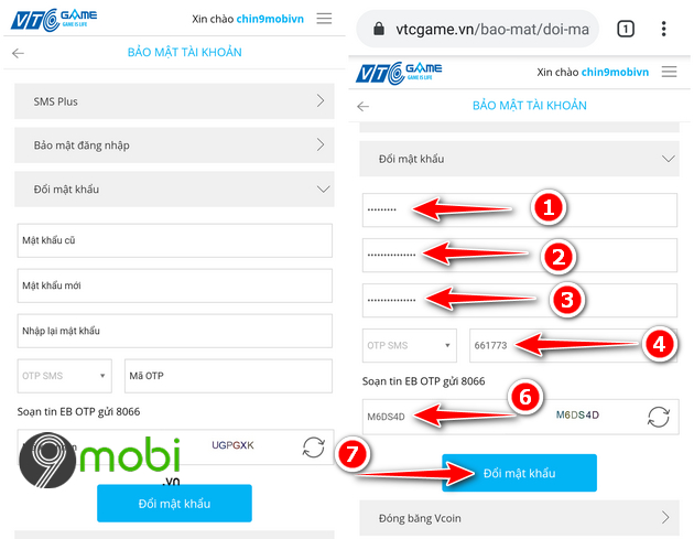 cach doi mat khau game dot kich cf tren dien thoai 8