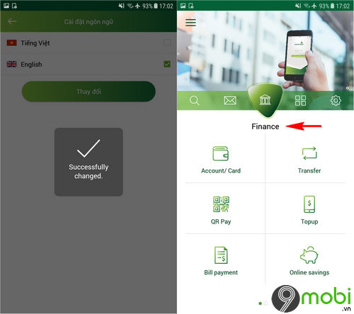 cach doi ngon ngu tieng viet anh tren ung dung vietcombank 5