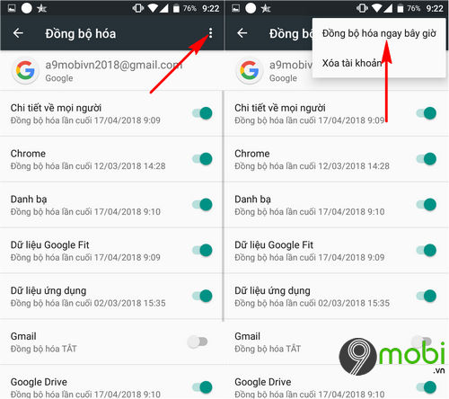 cach dong bo danh ba len gmail dien thoai android 4