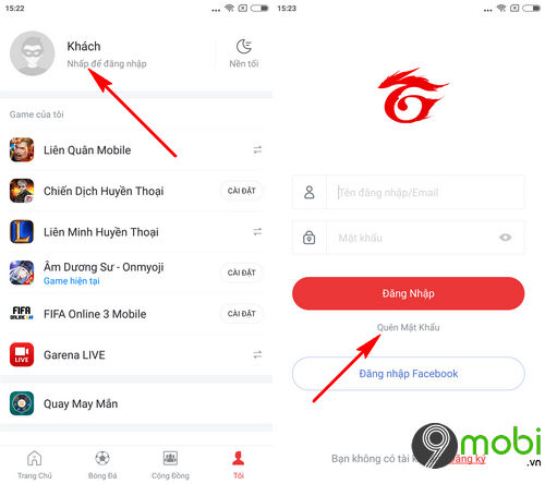 cach lay lai mat khau garena tren dien thoai 3
