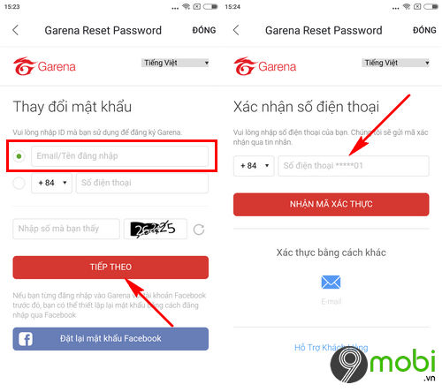cach lay lai mat khau garena tren dien thoai 4