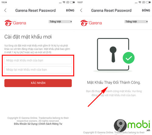 cach lay lai mat khau garena tren dien thoai 6
