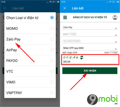 cach lien ket zalopay voi tai khoan vietcombank 6
