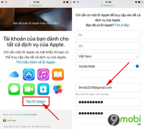cach tao id apple cho iphone 8 iphone x tai khoan itunes 11