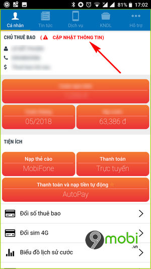 cach them thong tin thue bao mobi bang my mobifone 3