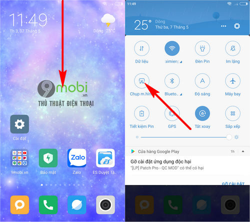 cách chụp màn hình điện thoại xiaomi