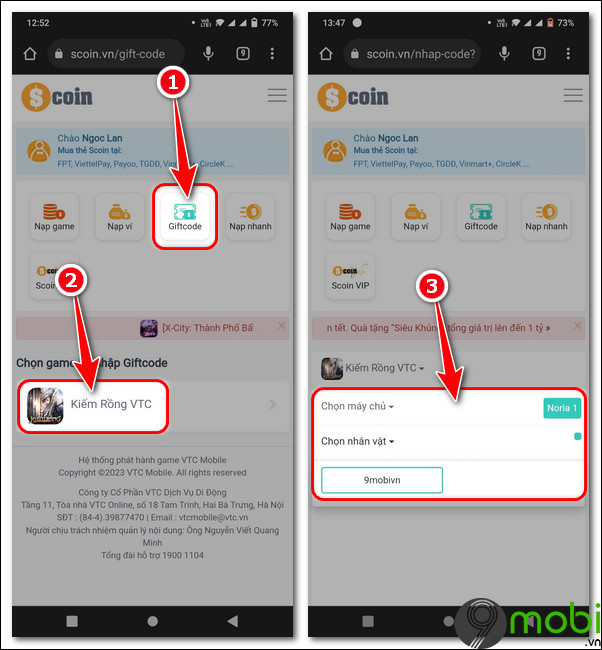 doi giftcode game kiem rong vtc