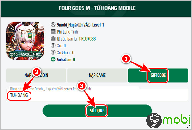 cach su dung code game tu hoang mobile