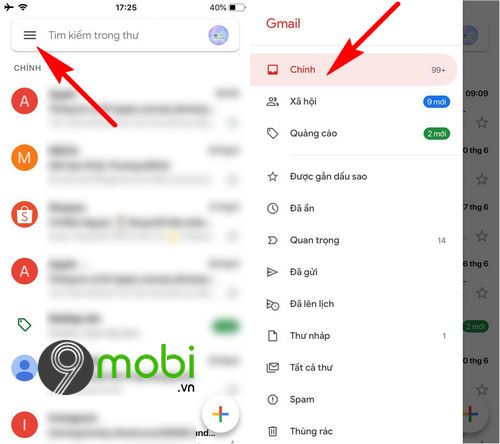 hop thu gmail tren dien thoai cach mo nhan gui mail 9
