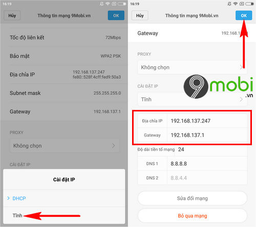 huong dan cach dat ip tinh tren dien thoai android 4