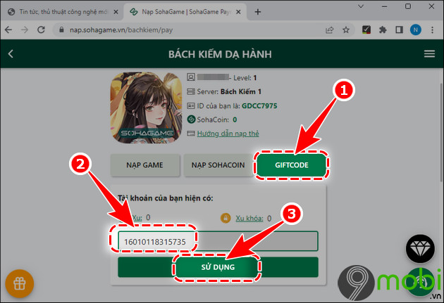 doi code game bach kiem da hanh