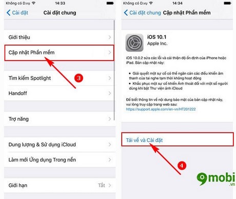 nang cap ios 10.1 qua ota