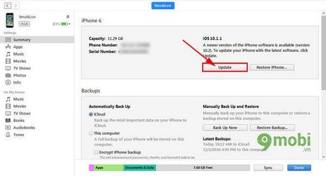 nang cap ios 10.2 bang may tinh