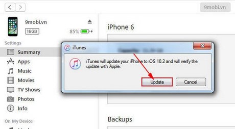 cap nhat ios 10.2 qua itunes