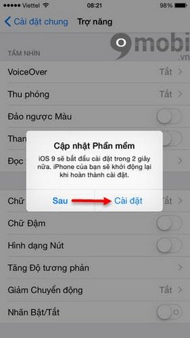 cập nhật ios 9 qua ota