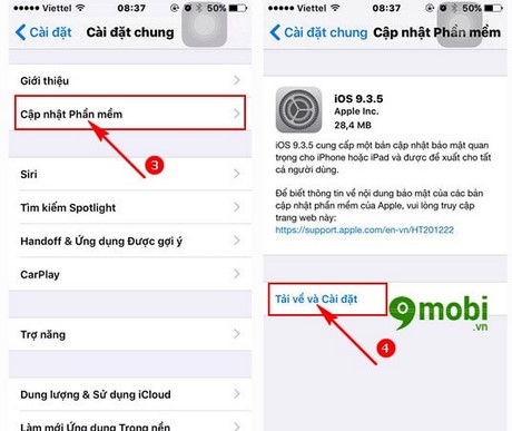 cach update 9.3.5 cho iphone