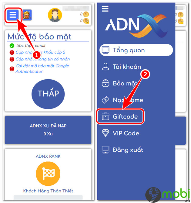 nhap code game kiem vuong 1 adnx mobile