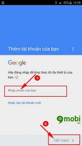 them tai khoan google samsung