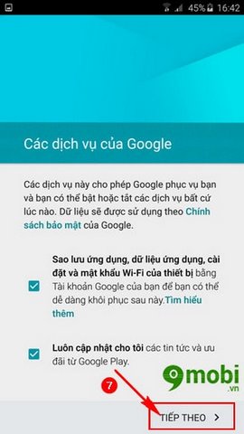 dang nhap google tren samsung s7