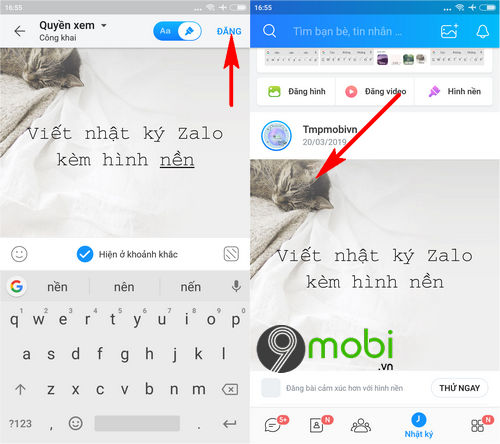 viet nhat ky zalo kem hinh nen tren android va iphone 5