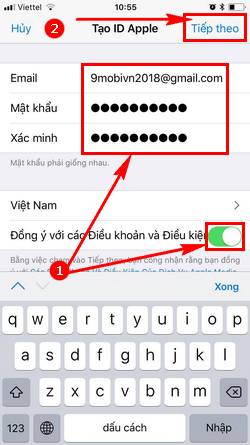 cach tao tai khoan id apple tren iphone