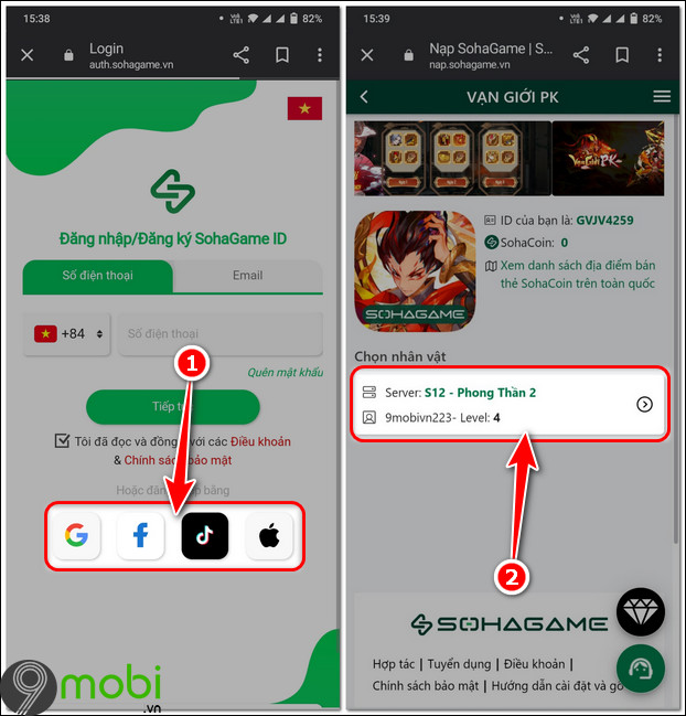 cach nhap code van gioi pk tren Android