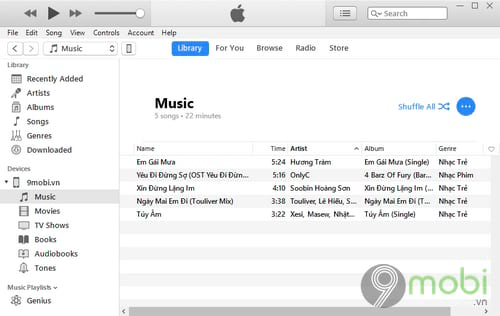 copy nhac vao iphone bang itunes