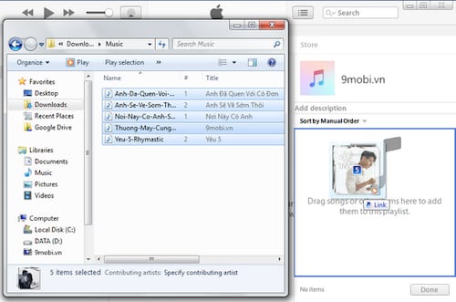 huong dan copy nhac tu may tinh vao iphone