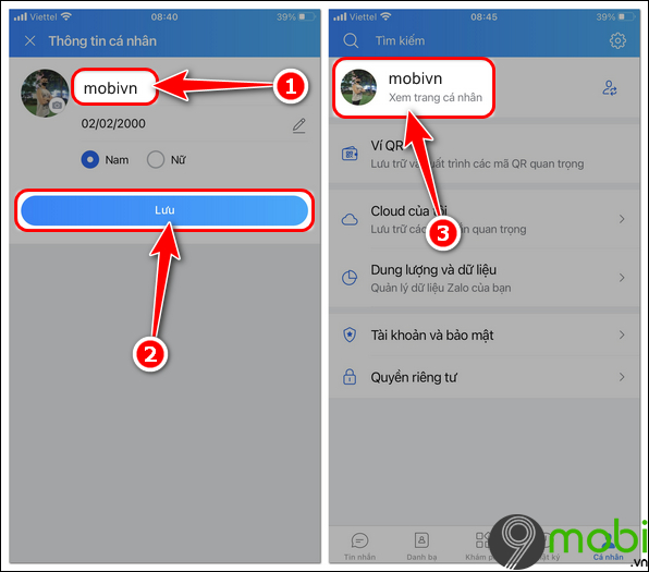 cach thay doi ten zalo tren iPhone