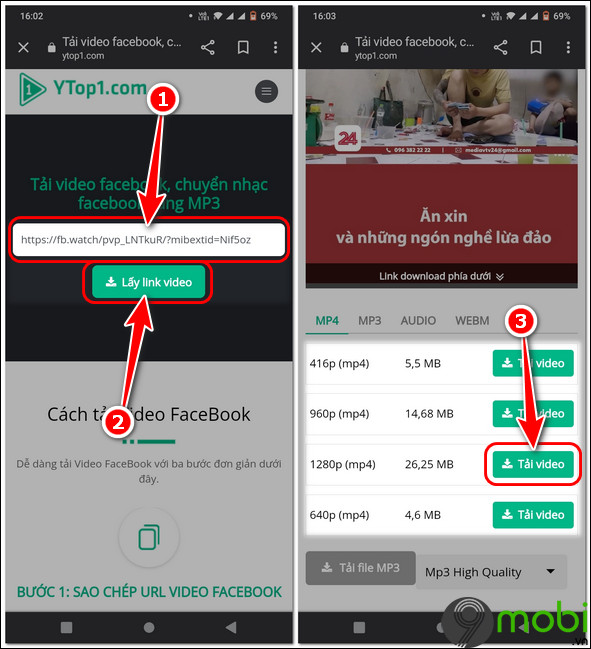 tải video Facebook trên iOS, Android